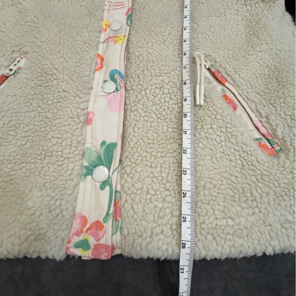 Preloved Women COACH Blocked Floral Cream Sherpa Oversize Jacket Small Winter - Picture 10 of 16